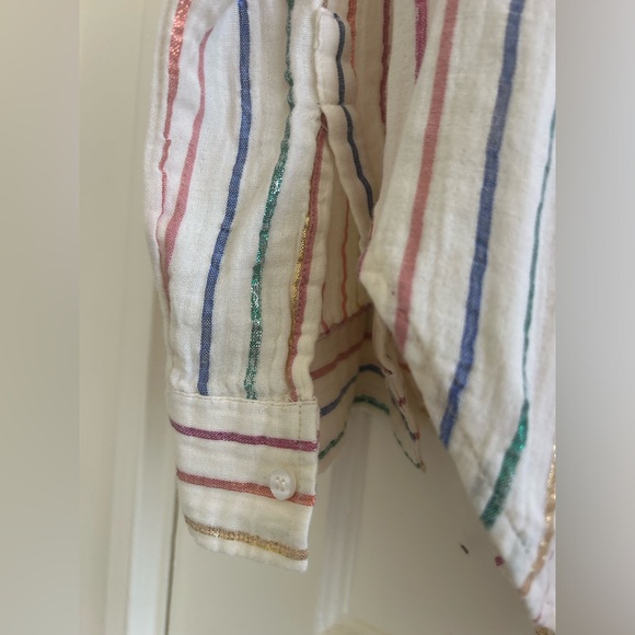 GAP Crinkle Gauze metallic rainbow stripe shirt - Picture 4 of 6